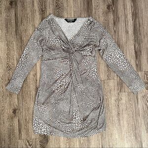 Norma kamali grey animal print twist front dress